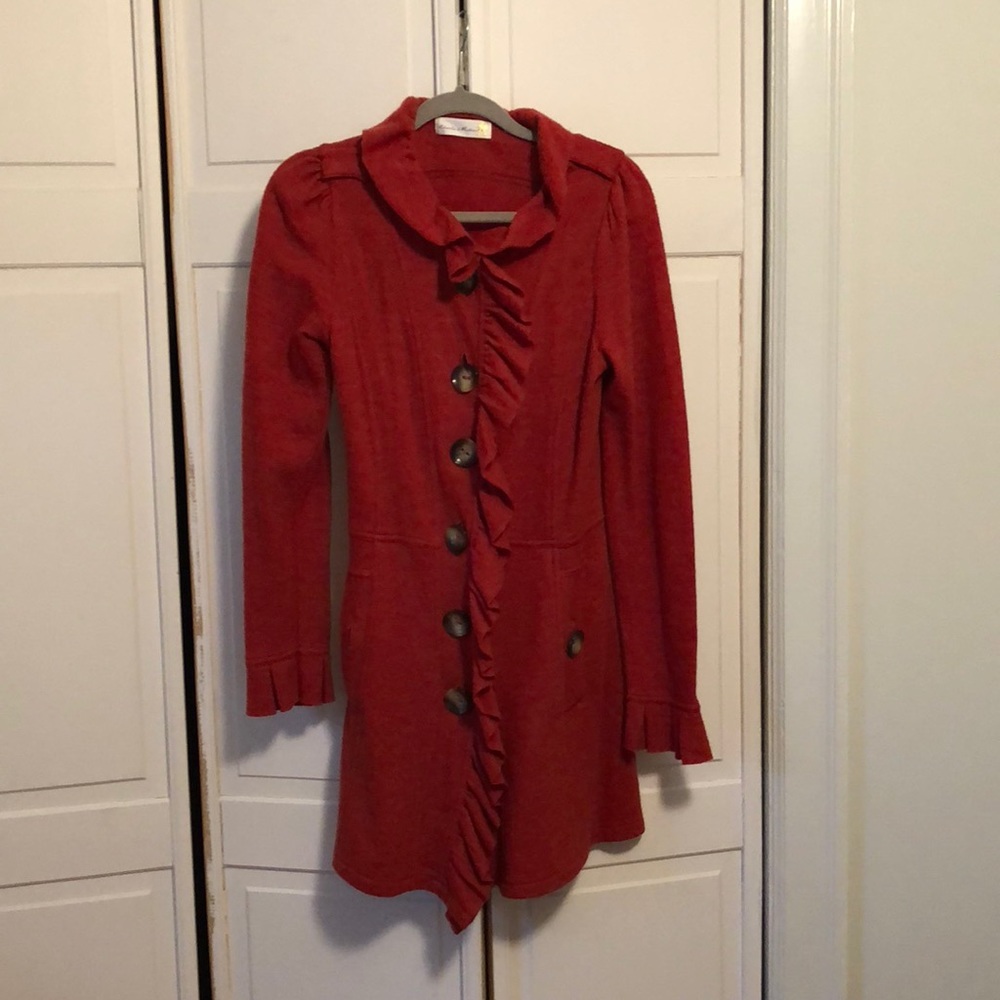 Anthropologie Charlie & Robin rust sweater jacket